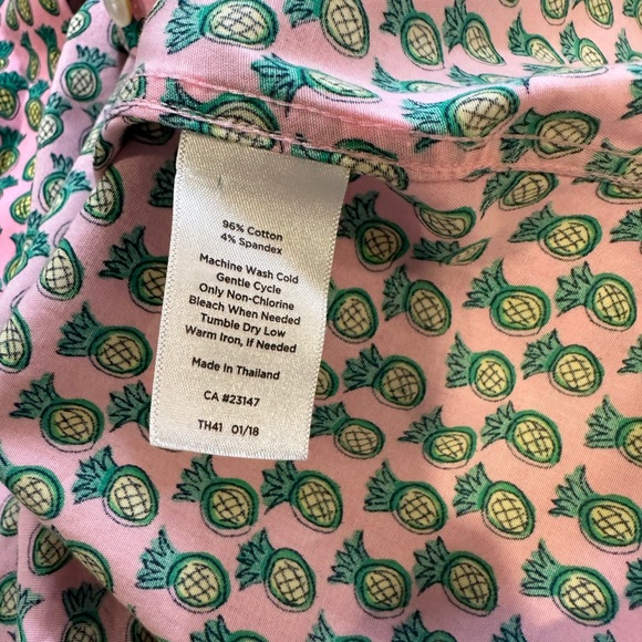 Talbots women’s pink Pineapple pint Scallop sleeve soreness Blouse plus sz 16W - Picture 6 of 8